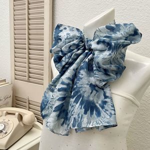 Tie Dye Swirl Print Dusty Indigo Long Scarf